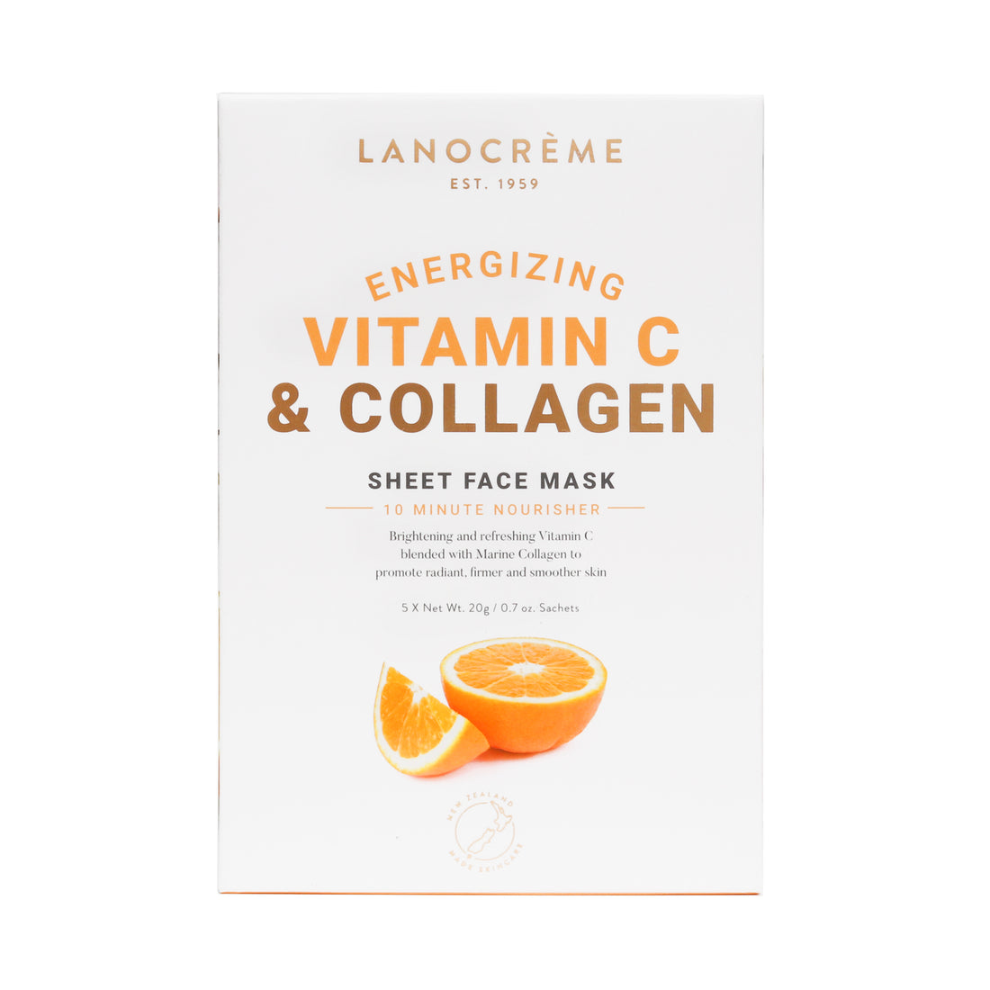Energizing Vitamin C & Collagen Sheet Face Mask Lanocreme Australia